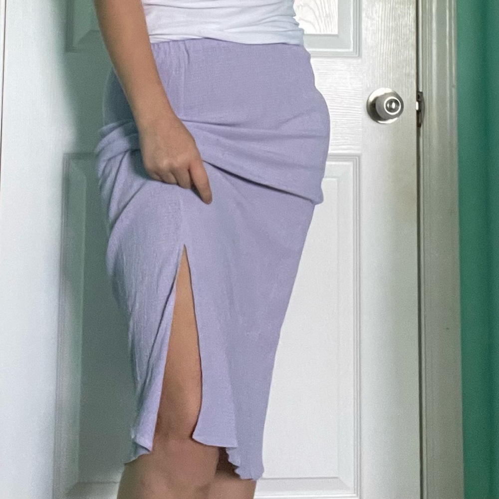 purple midi skirt
